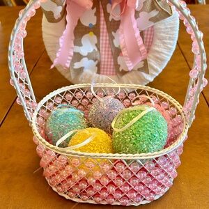 Colorful Beaded Easter Basket with Easter Egg Ornaments